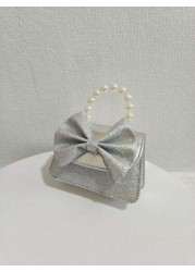 Children s New Pearl Handheld Bag Festival Gift PU Leather Bowknot Fashion Mini Princess Handbag For Little Girls Coin Purse Mini Shoulder Bag