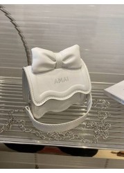 1pc Western Cute Korean Shoulder Bag Bow Chain Messenger Bag Fashionable Small Square Bag With Bow Decoration Fashionable Chain Shoulder Strap Messenger Bag Sweet And Cute Princess Style Handbag Suita