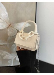 1pc Girl S Handbag Simple And Casual Fashion Style Large Capacity Lightweight Girl S Small Square Bag Solid Color Pu Leather Fabric Magnet Closed Detachable Chain Multiple Carrying Methods In One Bag