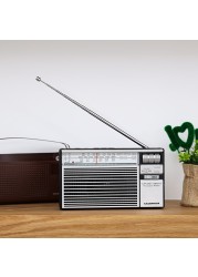 Olsenmark Portable Radio with 3 Band - Rechargeable Battery, Bluetooth USB, TF, &amp; MP3, Comfortable Handle, Karaoke Function - Recorder - Microphone Retro Style Radio, 2 Years Warranty