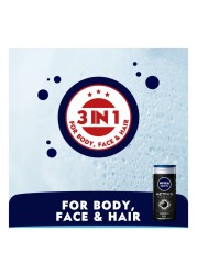 NIVEA MEN 3in1 Shower Gel Active Clean Charcoal Woody Scent 250ml Pack of 2