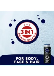NIVEA MEN 3in1 Shower Gel Body Wash Active Clean Charcoal Woody Scent 500ml