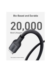أنكر بايو-بيسد كابل USB-C إلى USB-C لمزامنة البيانات والشحن - أسود 3 قدم