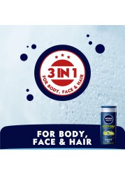 NIVEA MEN 3in1 Shower Gel Body Wash Energy 24h Fresh Masculine Scent 250ml