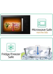 Mondex Glass Food Container With Clips Clear/Blue 350ml+700ml 2 PCS