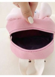 1pc Girls Mini Plush Cartoon Rabbit Candy Color Cute Backpack Suitable For Kindergarten Outings And Daily Use