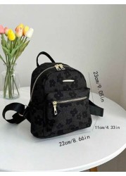 Fashionable Floral Print Black Backpack For Teens Double Zipper Design Suitable For Daily Use