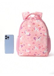 1 Pc Children s Cute Pink Unicorn Backpack Waterproof Kawaii Cartoon Backpack School Bag With Front Pocket And Adjustable Shoulder Strap Suitable And Daily Commuting