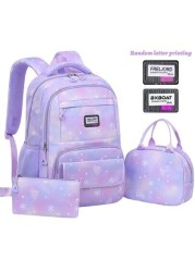 3pcs Girls Backpack Set School Bag Student Bookbag Outdoor Travel Bag Pencil Case Lunch Bag Suitable For Teenage Girls School And Travel Random Print