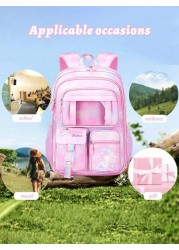 1pc Dream Girl Backpack Multi Pocket Children Backpack Cute Student School Bag Casual Durable Lightweight Travel Bag With Front Transparent Pocket And Anti Theft Pocket Ideal Birthday Gift For Girls G