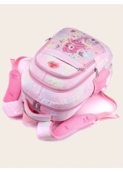 Girls Zipper Classic Backpack Mermaid Pattern Letter Patch Decor