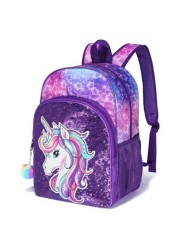 3PCSBackpack Sequined Backpack Shoulder Bag Lunch Box Pencil Case