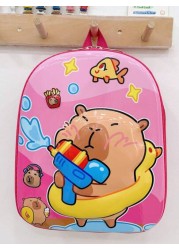 1 Pc New Boys And Girls Cartoon Capybara Print Pvc Nylon Backpack Adjustable Straps Zipper Closure Cute Casual Bag For School Outdoor Activities Travel And Friends Gift