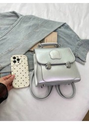 1pc Backpack Pu Flip Top Opening And Closing Fashionable Girl S Backpack 2025 Summer New Simple Versatile Backpack Korean Style Hand Held Backpack Smooth And Comfortable Shoulder Strap With Sufficient
