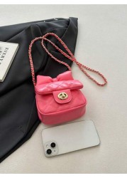 1pc Popular New Fashion Chain Diamond Embossed Shoulder Messenger Bag High Value Color Fresh Embossed Square Beautiful Fashion Shoulder Handbag Chain Small Square Bag Fashionable And Textured Fashion
