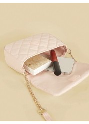 1pc Girl s Plaid Stitching Shoulder Bag With Metal Butterfly Decorative Chain And Flap Cover Cute Fashionable Sweet Princess Crossbody Bag Ideal For Daily Use School Parties And Travel