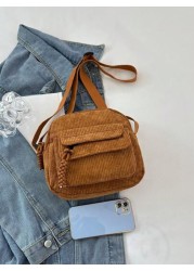 1pc Young Girl Plush Fabric Zipper Closure Casual Sling Bag Suitable For Everyday Use