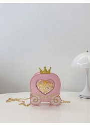 Cartoon Princess Crown Girls Children s PU Leather Shoulder Bag