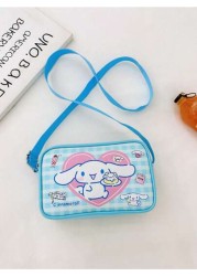 Sanrio 1pc Sanrio Fashion Versatile Girls Crossbody Shoulder Bag Kuromi Cinnamoroll Design PU Leather Kids Small Square Bag