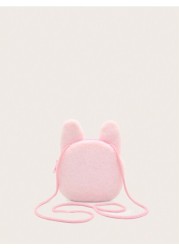 1pc Pink Bunny Mini Cute Crossbody Shoulder Bag For Girls Plush With Zipper Closure Suitable For Daily Use