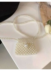 Girls Faux Pearl Beaded Crossbody Bag
