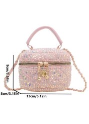 1pc Bucket Bag Diamond Bag High End Parent Child Handbag Fashionable Personalized Multifunctional Bag Cartoon Cute Flower Sequin Chain Handbag Niche Design Shoulder Crossbody Suitable For Shopping Tra