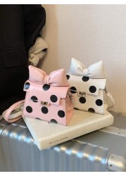 1pc Fashionable And Cute Polka Dot Kelly French Retro High End One Shoulder Crossbody Handheld Mini Lipstick Bag Children s Bag With A Fashionable And Exquisite Polka Dot Shape Of The Small Square Bag