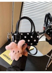 1pc Fashionable Polka Dot Handbag Cylindrical Bag Korean Style Niche Shoulder Messenger Bag Versatile Boston Handbag Niche Polka Dot Cake Handbag Pillow Bag Large Capacity Commuter Versatile Shoulder