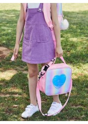 Holographic Lunch Bag Rainbow Thermal Insulated Bag Outdoor Picnic Bento Box Takeaway Bag Simple Shoulder Bag For Girls