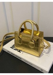 1pc Fashionable And Elegant Fashionable Design Shoulder Crossbody Solid Color Shiny Fresh Armpit Texture Chain Bag Crocodile Pattern Crossbody Bag Girl Korean Version Of Shoulder Bag Solid Color Small