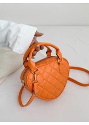 1pc Pu Zipper Closure Fashion Sweet Fresh Heart Shaped Quilted Handbag Versatile Casual Bag Niche Design Adjustable Shoulder Strap Versatile Not Picky Ideal Holiday Gift Suitable For Daily Use To Atte