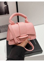 1pc Pu Magnet Closure Fashionable Solid Color Lychee Pattern Handbag Niche Design Stylish Shoulder Crossbody Bag Suitable For A Variety Of Occasions Adjustable Shoulder Straps Are Versatile And Not Pi