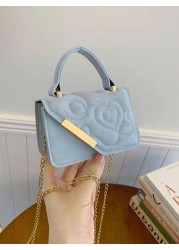 1pc Niche Bag Mini Leather Bag Small Square Bag Love Flower Print Multifunctional Metal Chain Casual Fashion Handbag Suitable For Teenagers To Travel Daily Matching Suitable For Shopping And Daily Use