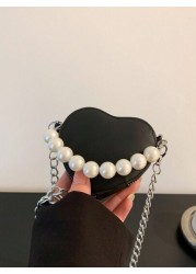 Stylish Cute And Elegant Love Mini Bag Available In Burgundy Pink Black And White Colors Pearl Handbag Shoulder Crossbody Bag Lipstick Coin Purse Perfect For Daily Outings Christmas Spring Festival An
