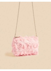 1pc Girls Chiffon Floral Romantic Sweet Crossbody Clutch Bag Versatile For Party And Evening Occasion