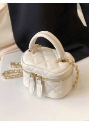 1pc Rhinestone Embroidery Mini Handbag Personalized Creative Chain Bag Lipstick Bag Crossbody Small Square Bag Comfortable Fabric Light And Large Capacity Adjustable Shoulder Strap The Internal Space