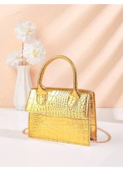 1pc Crocodile Pattern Girls Handbag Chain Crossbody Shoulder Bag Ideal For Daily Use Party And Mother s Day Gift