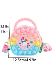Heart Shaped Handbag Silicone Crossbody Bag Unicorn Wallet Stress Relief Waterproof Durable Storage Pouch Glossy Chain Link Stylish Eye Catching Crossbody Bag Suitable For All Daily Use