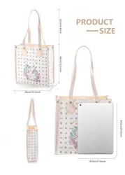 MY LITTLE PONY Cute Unicorn Tote Bag For Girls Large Capacity Shoulder Bag Lightweight And Fashionable Foldable And Multi Functional Bag For Commute Outing Party Christmas Halloween Birthday Gift For