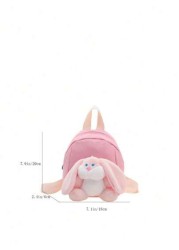 1pc Girls Mini Plush Cartoon Rabbit Candy Color Cute Backpack Suitable For Kindergarten Outings And Daily Use