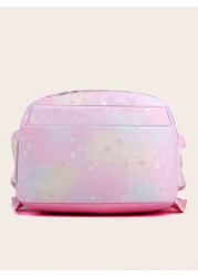 Girls Zipper Classic Backpack Mermaid Pattern Letter Patch Decor