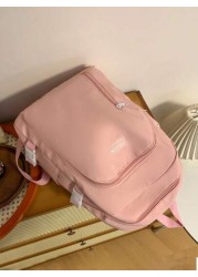1 Pc Back To School Classic Basic High Capacity School Bag With Laptop Compartment Backpack Purse Solid Color Sports Bag Premium Nylon School Backpack With Adjustable Strap Spacious Multiple Pockets B