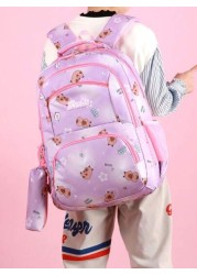 Capybara Student Backpack For Middle School And High School Girls With Camouflage Print Large Capacity Leisure Double Shoulder Bag For Primary School Students