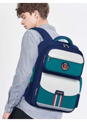 1pc Oxford Cloth School Backpack Lightweight Durable Reflective Strips Multi Compartment Extra Large Capacity Zipper Closure Suitable For Students Work Daily Commute