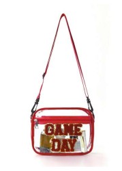 1pc Kids Cute Fashion Tpu Transparent Crossbody Bag Chenille Letters Embroidery Game Day Adjustable Shoulder Strap Zipper Closure Waterproof Simple Style Suitable For Going Out And Daily Commuting Hol