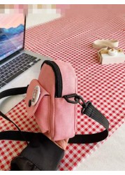 1 Pc Mini Children Crossbody Bag Canvas Bag Square Bag Coin Purse Shoulder Bag Versatile Lightweight Portable Zip Closure Adjustable Strap For Daily Purse For Travel Vacation Shopping Kids Outdoor Sup