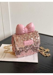 Cute Bowknot Glittering Chain Crossbody Bag Mini Shoulder Bag Casual Outing New Summer