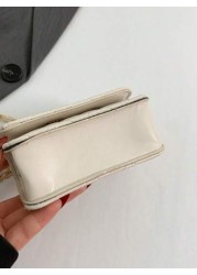 حقيبة صغيرة بسلسلة ماس واحدة للفتيات، حقيبة كروسبودي صغيرة أنيقة قابلة للحمل عبر الكتف، مزخرفة بطريقة بسيطة،