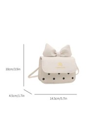 1PC Printed Polka Dot Three Dimensional Bow Underarm Bag Messenger Shoulder Girl s New Fashion Simple Small Square Summer Versatile Commuter Bag Magnetic Design Meet Basic Storage Needs Strong Practic