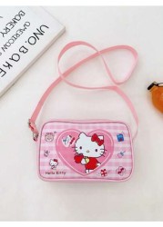 Sanrio 1pc Sanrio Fashion Versatile Girls Crossbody Shoulder Bag Kuromi Cinnamoroll Design PU Leather Kids Small Square Bag